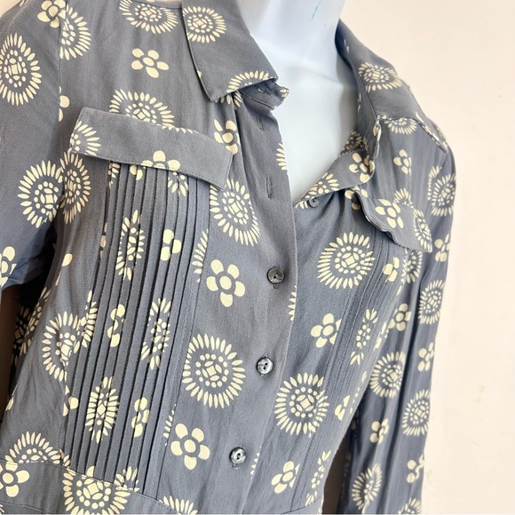 BODEN Floral Printed Long Sleeve Shirt Dress Size 6 L Dusty Blue - Picture 4 of 10